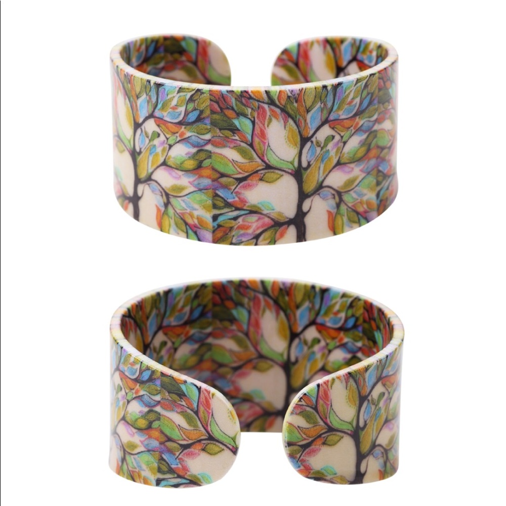 NEW Tree of Life Adjustable Acrylic Bangle Cuff - Picture 3 of 13